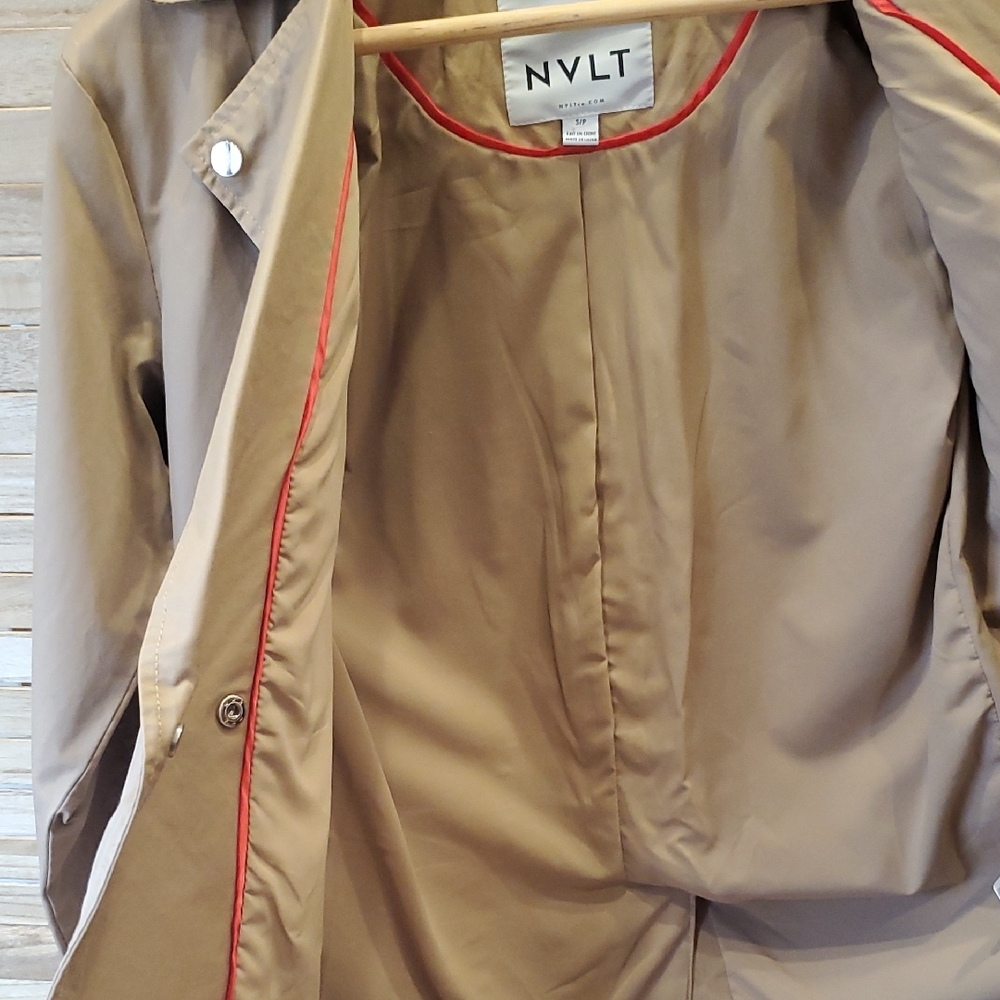 NVLT Women's Brown Waxed Cotton Trench Styke Jacket Lagenlook SZ S - Picture 7 of 16